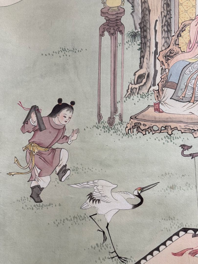 中国　慶興舞鶴　絹本　掛軸　送料込み250702