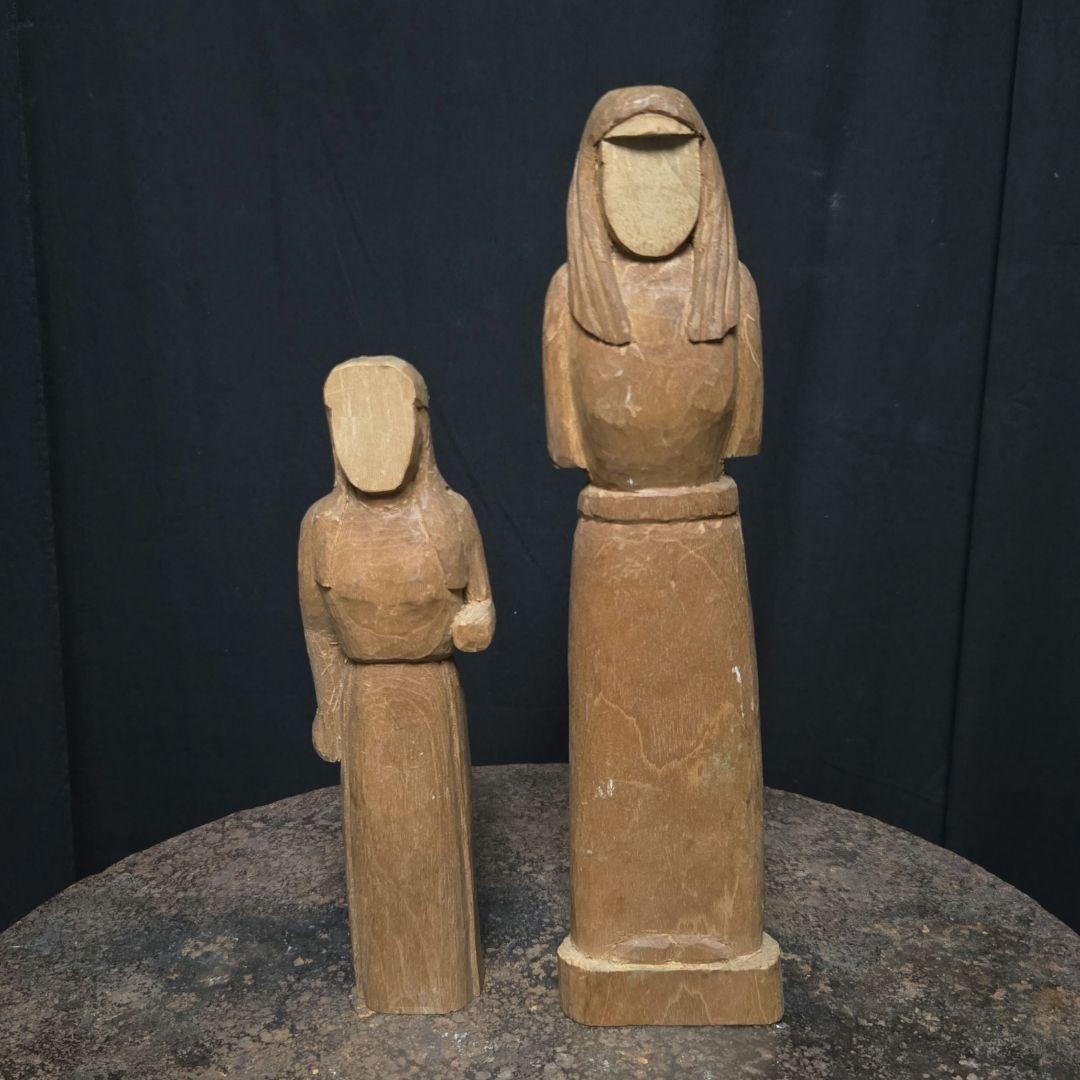 3点専用です！2体セット木製の女性像？オブジェ　キリスト教系の雰囲気　お祈り