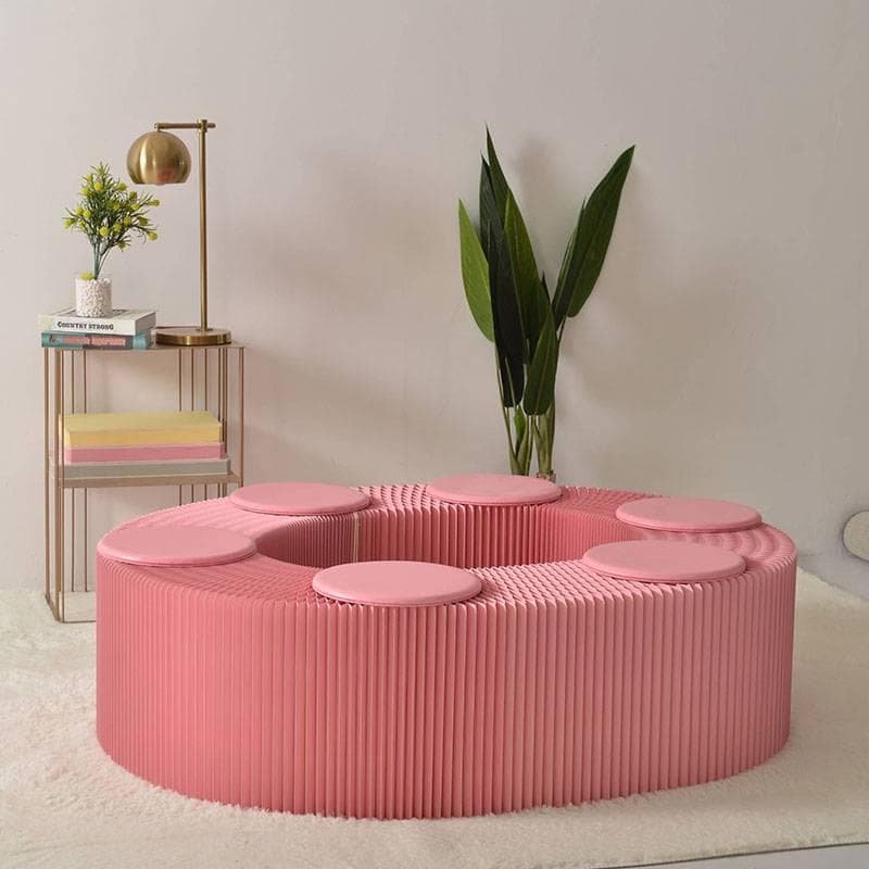 折り畳み伸縮ベンチピンク高さ40㎝長さ1.5ｍ持ち運び可能ダイニング待合室用