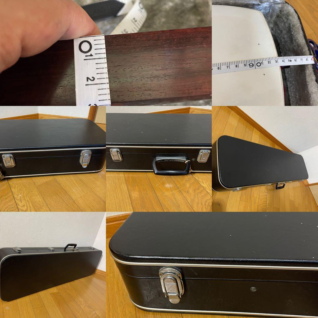 高級 三味線 二本溝 子持綾杉 和楽器 ケース付 紅木