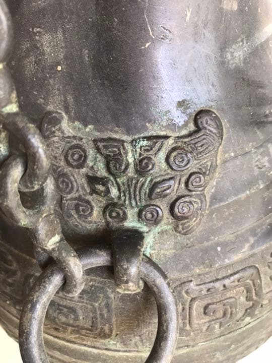 古董，藏友旧藏寄売，青銅製，「商獸面紋提梁器」祭祀品，附葬品，文房置物，賞物。