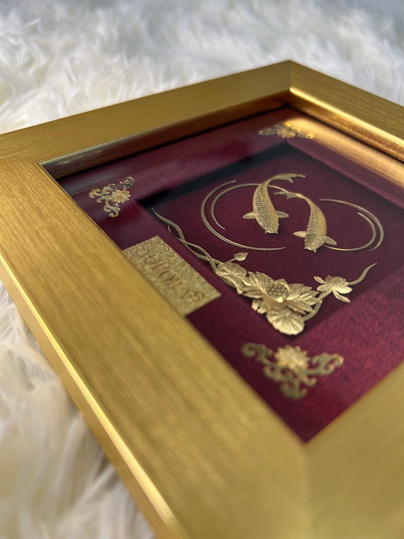 【逸品?】AURORA 置き物 鯉 花 額