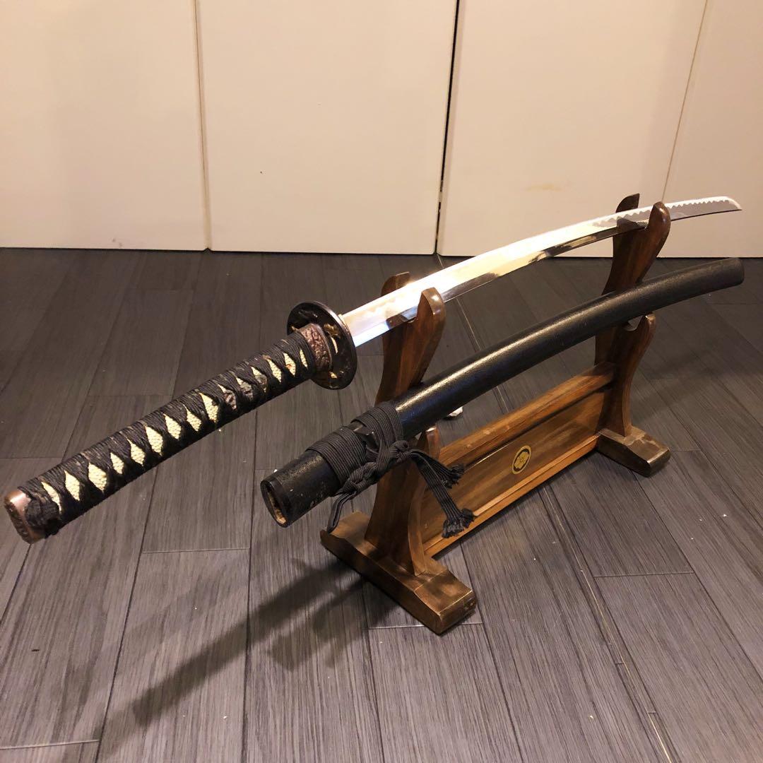 高級模造刀　黒拵え　居合刀　研波刃　合金　本格模擬刀