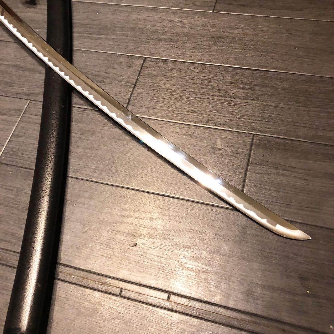 高級模造刀　黒拵え　居合刀　研波刃　合金　本格模擬刀