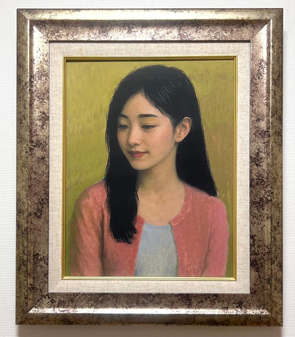 (F6号) 東直人【桃衣】 表サイン有/共シール有 /真作/油彩