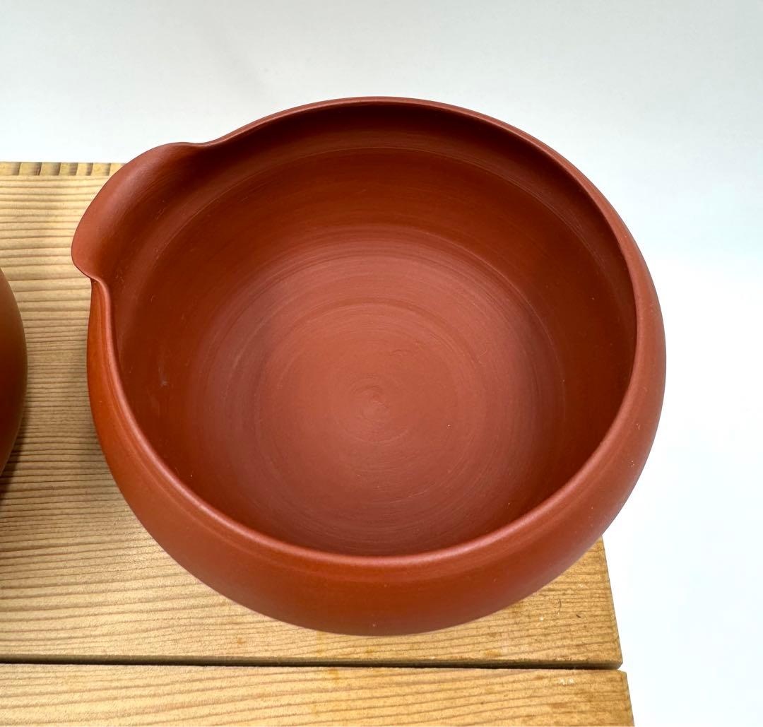 051常滑焼　清水源二　北條　朱泥茶器7点セット　新品未使用品　木箱　共布