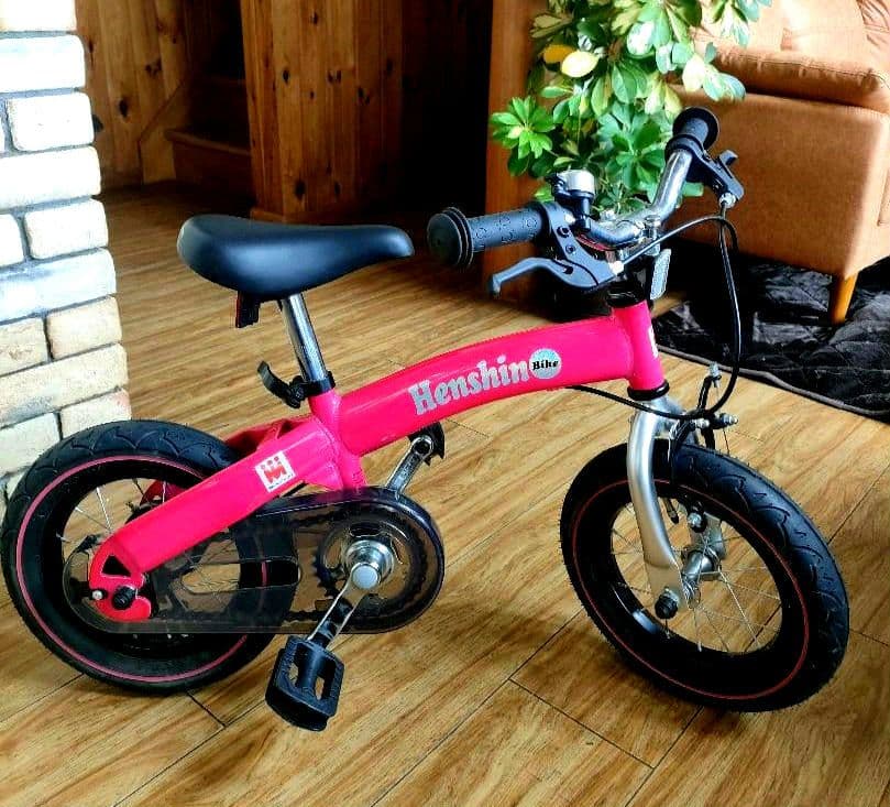 【極美品】へんしんバイク ピンク バランスバイク12インチスタンド付