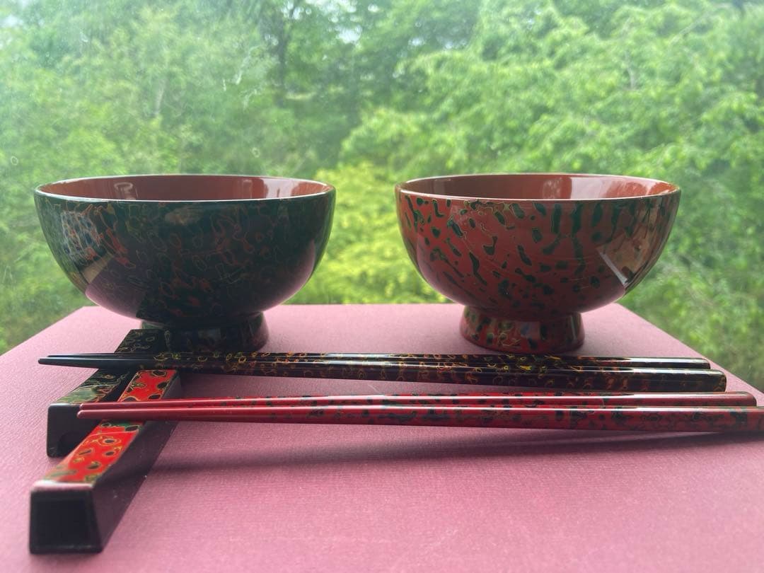 津軽塗り茶碗セット