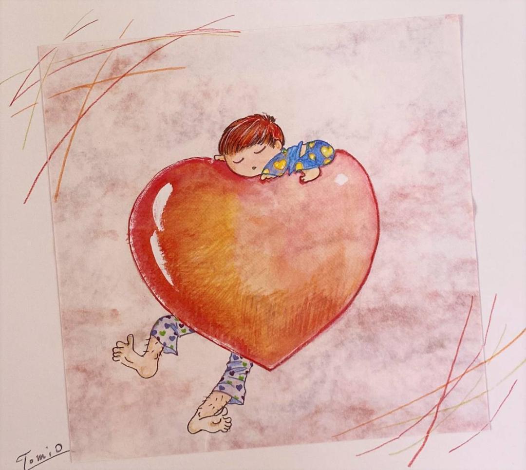 梅澤冨美男、【お父さん】、希少な額装用画集より、新品額装付、状態良好