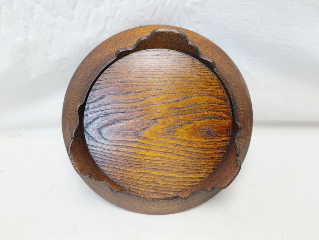 未使用 茶道具 京都の塗師 北村葵春作 惺斎好写欅摺漆踊桐絵 菓子盆 三つ足共箱