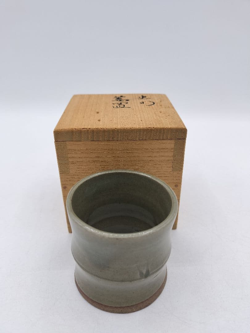 c803【新品・未使用】蓋置 虫明焼 竹 黒井一楽 木箱 茶道具