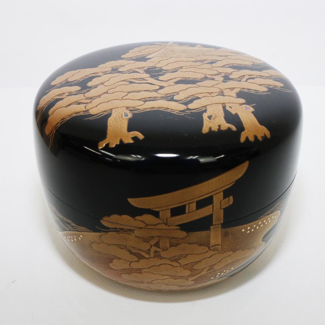 輪島塗　住吉 蒔絵 平棗 新出光峯 共箱