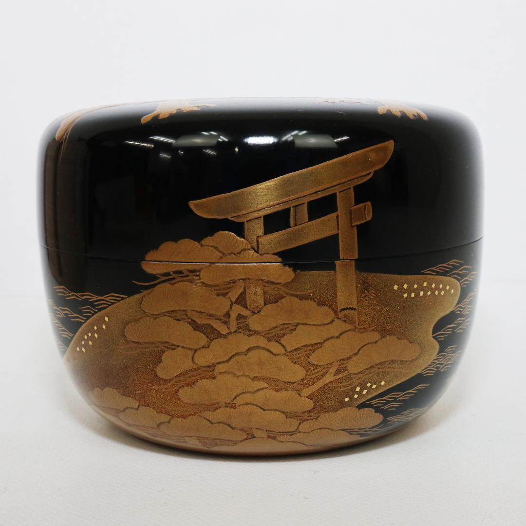 輪島塗　住吉 蒔絵 平棗 新出光峯 共箱