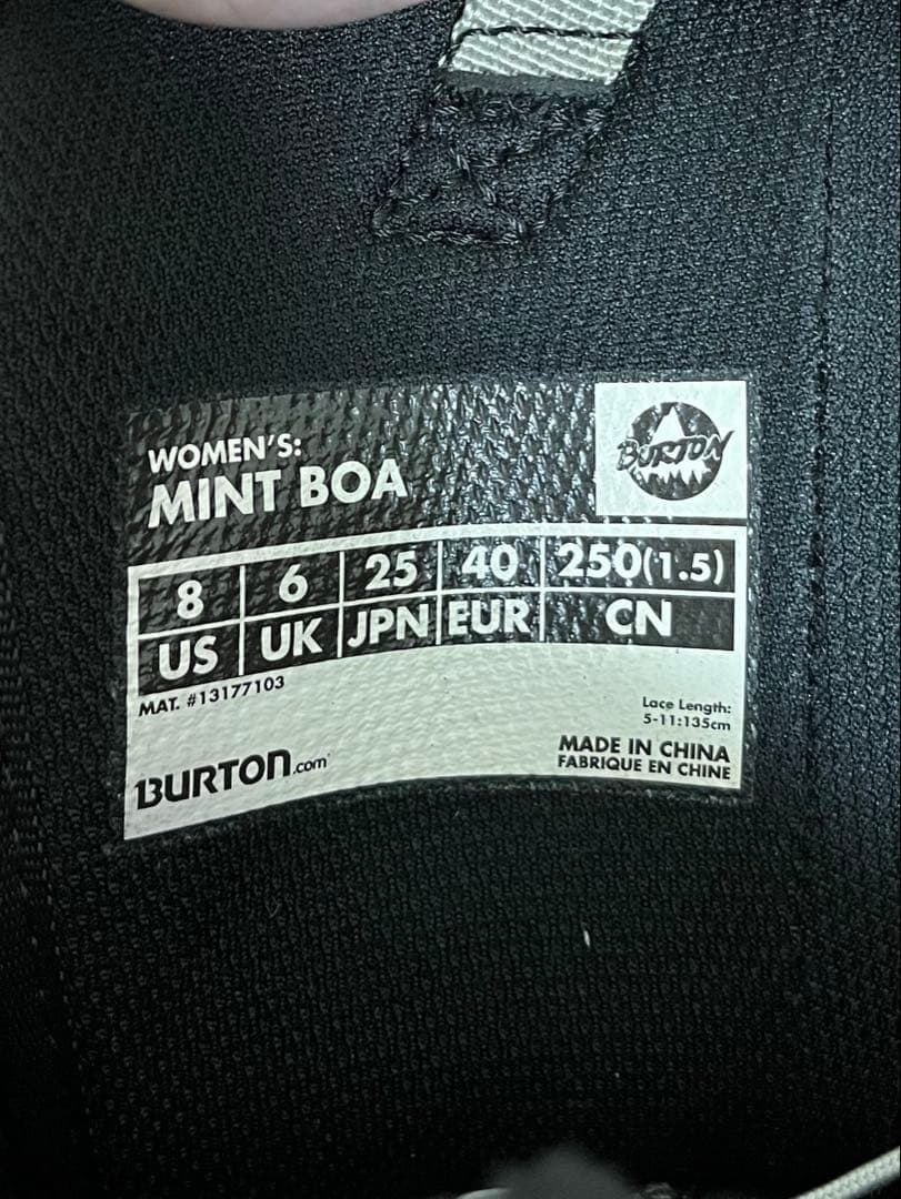 BURTON スノーボードブーツ 黒　25センチ