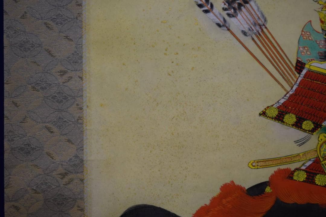 真作/世良正/墨山人/武将図/金泥/桐共箱付/布袋屋掛軸HH-800