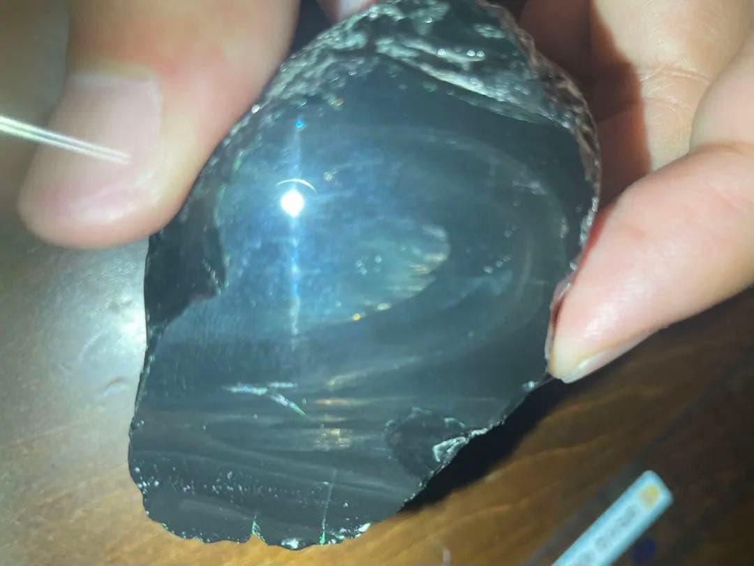 研磨品　十勝玲瓏特級品　両面磨き　ゴールデンレインボーオブシディアン