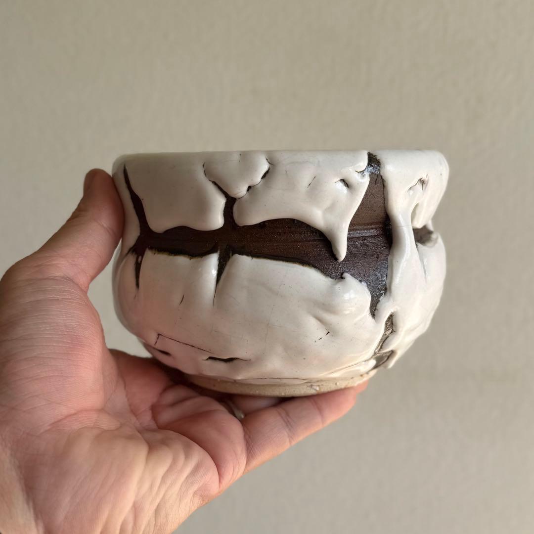 SNT1396 萩焼 鬼白 作家物 茶碗 茶道具 抹茶茶碗 伝統工芸品 鬼萩