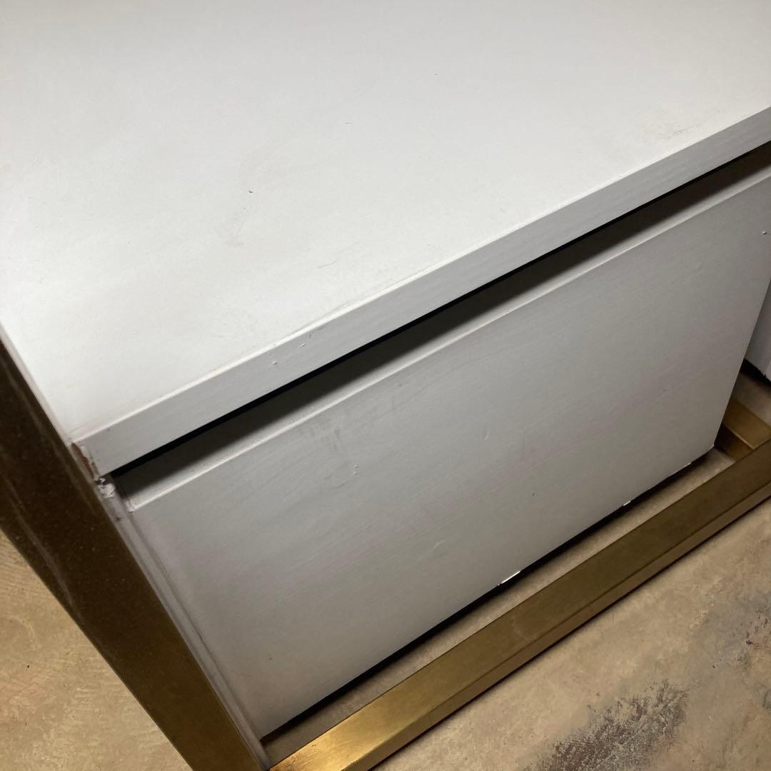 【引き取り限定】定価11万以上！店舗什器　トロッコ引き出し付き　３段テーブル