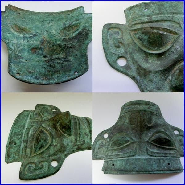 仮面■中国古代祭祀土坑出土 古青銅人顔面 発掘品 お面 超希少品 古玩 唐物■