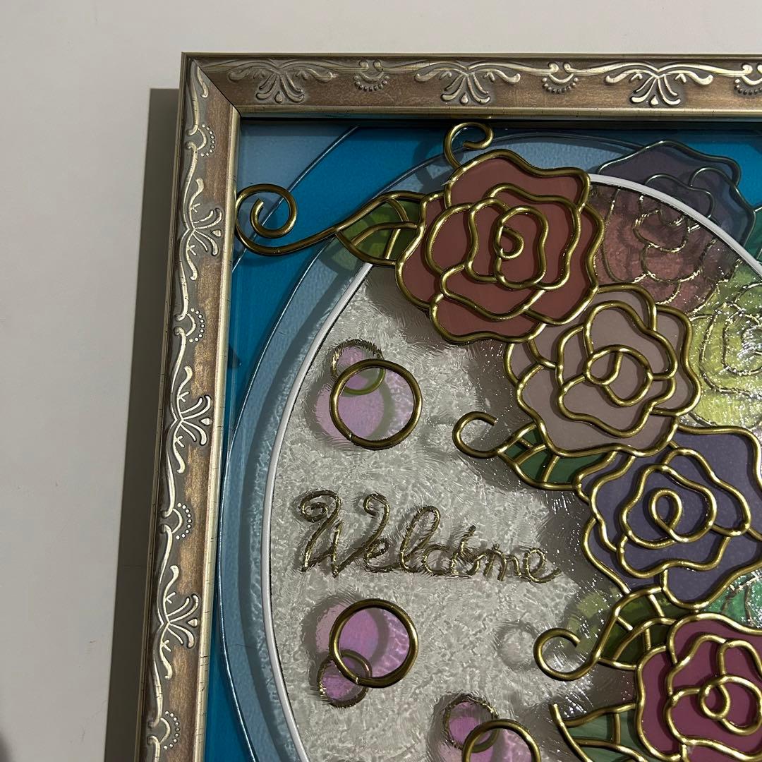 グラスアート 薔薇 ウェルカムボード