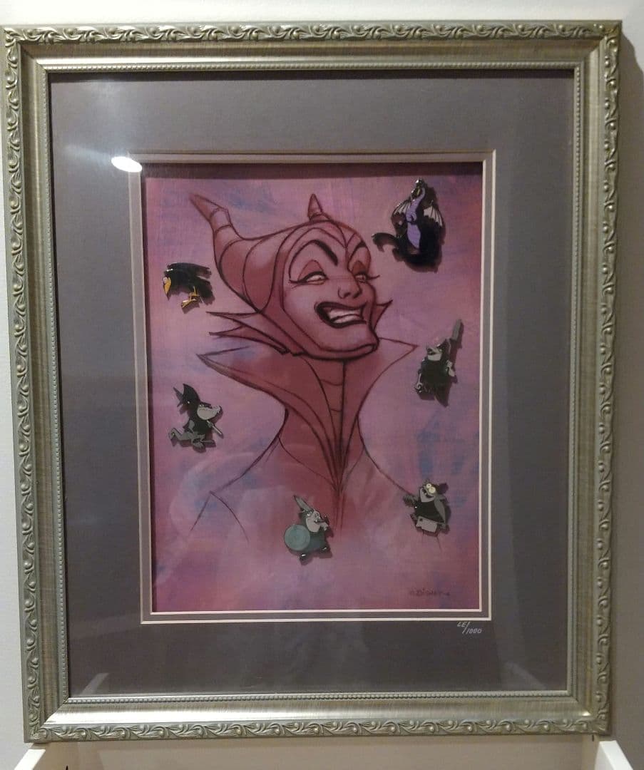よ*ン様 ２５年～３０年前 ディズニー ヴィランズの絵画(額縁つき)