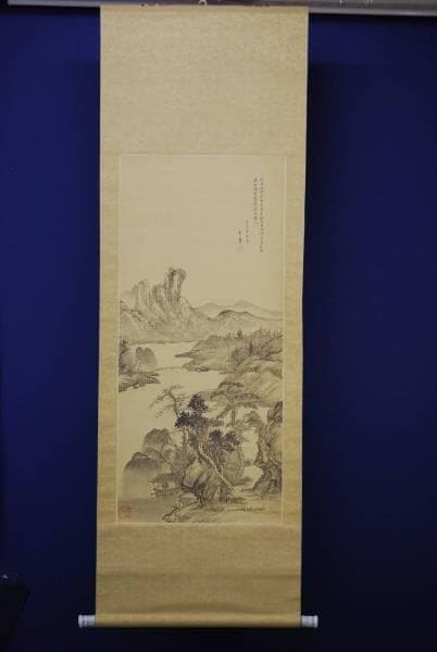 模写/王石谷（王）/山水画賛/布袋屋掛軸HC-820