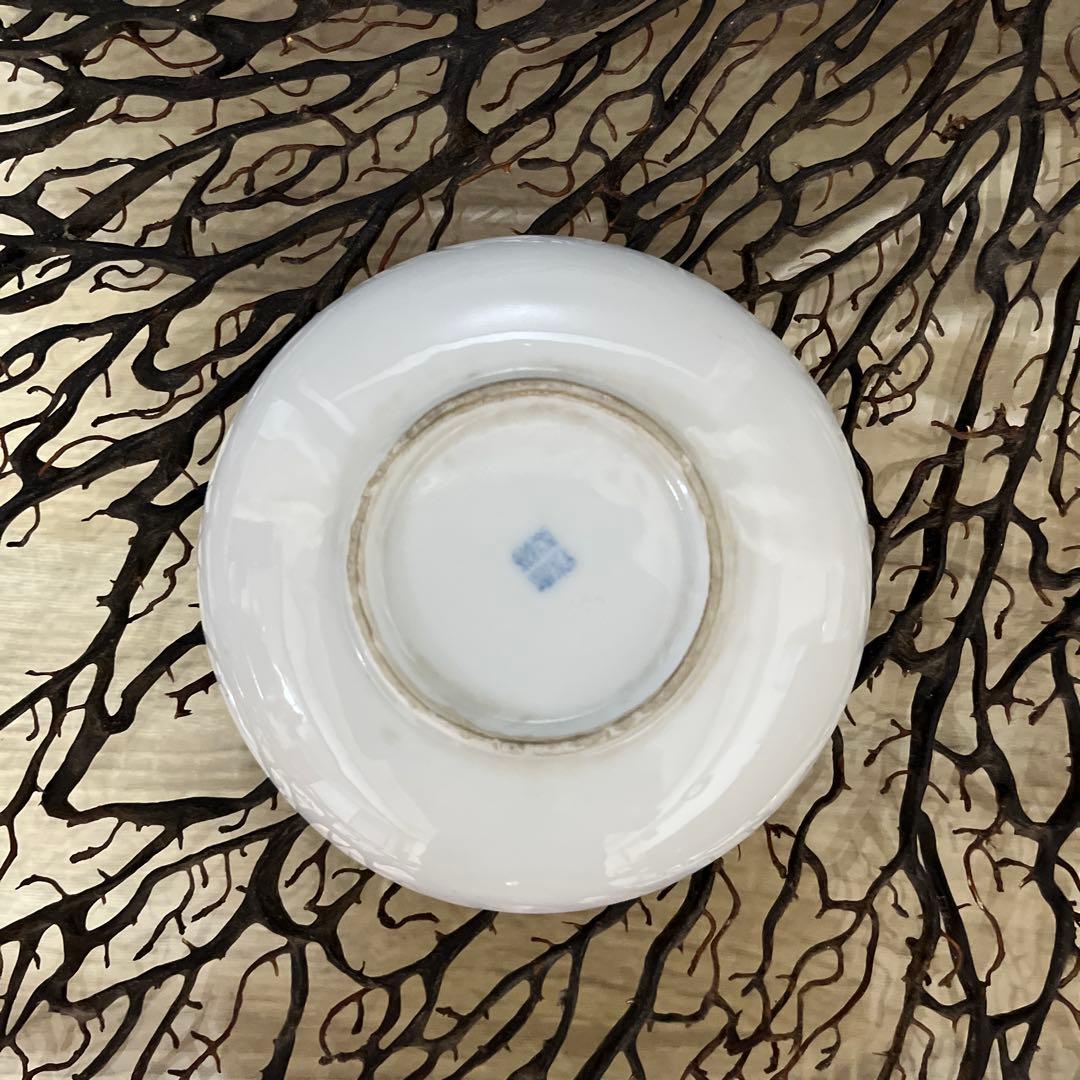 骨董　古伊万里　印判手　希少図案　図変わり印判　ぐるぐる　蜻蛉　勝ち虫　小皿２客