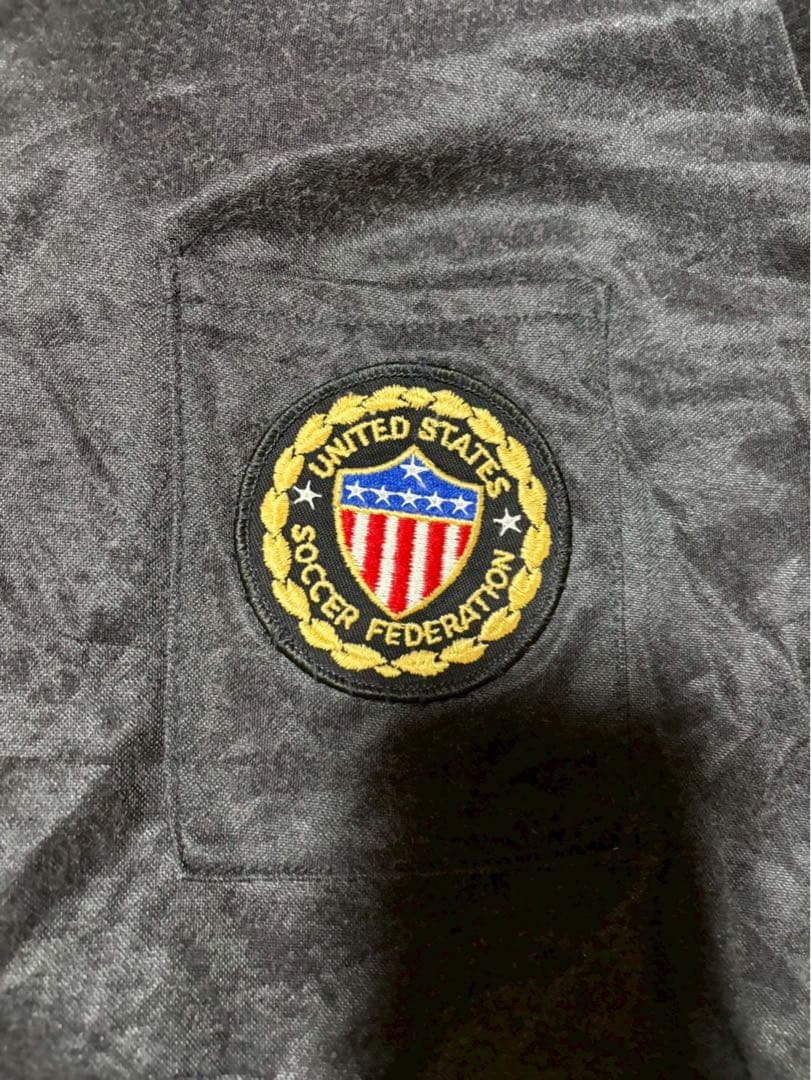 ロゴ刺繍 長袖サッカー　レフリーシャツ US古着 USSF 80S