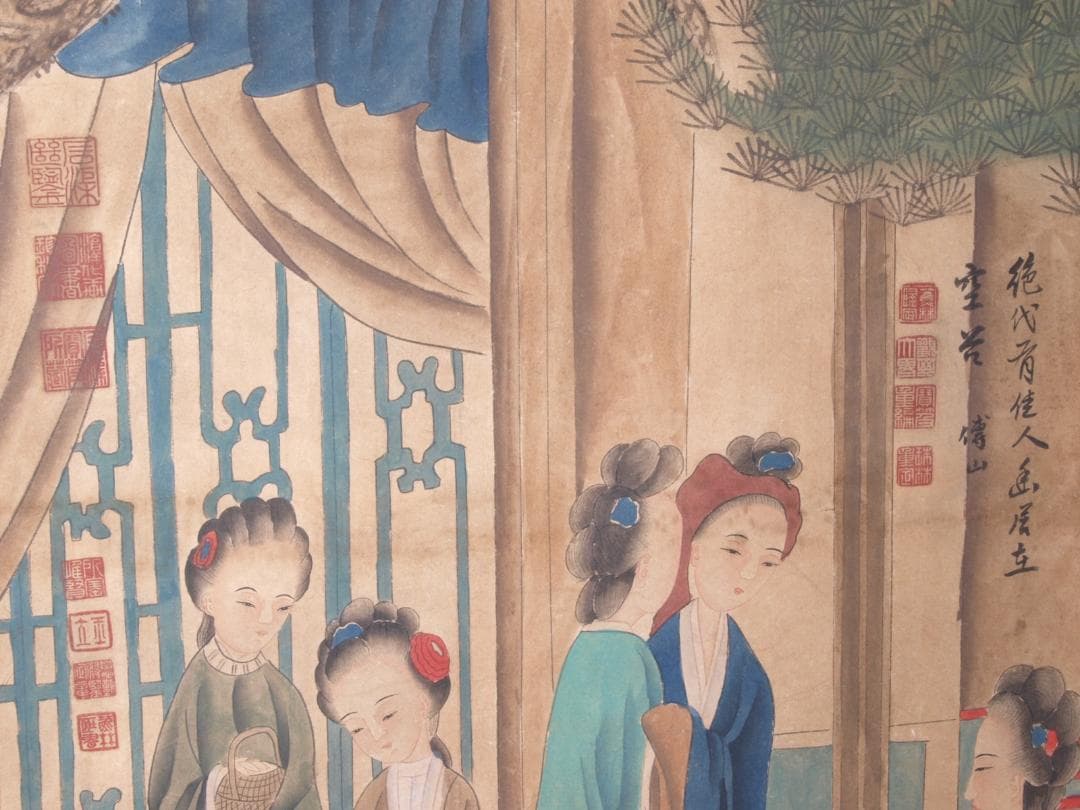 中国清時代掛け軸　肉筆水彩絵唐物骨董品 AK689A12-2