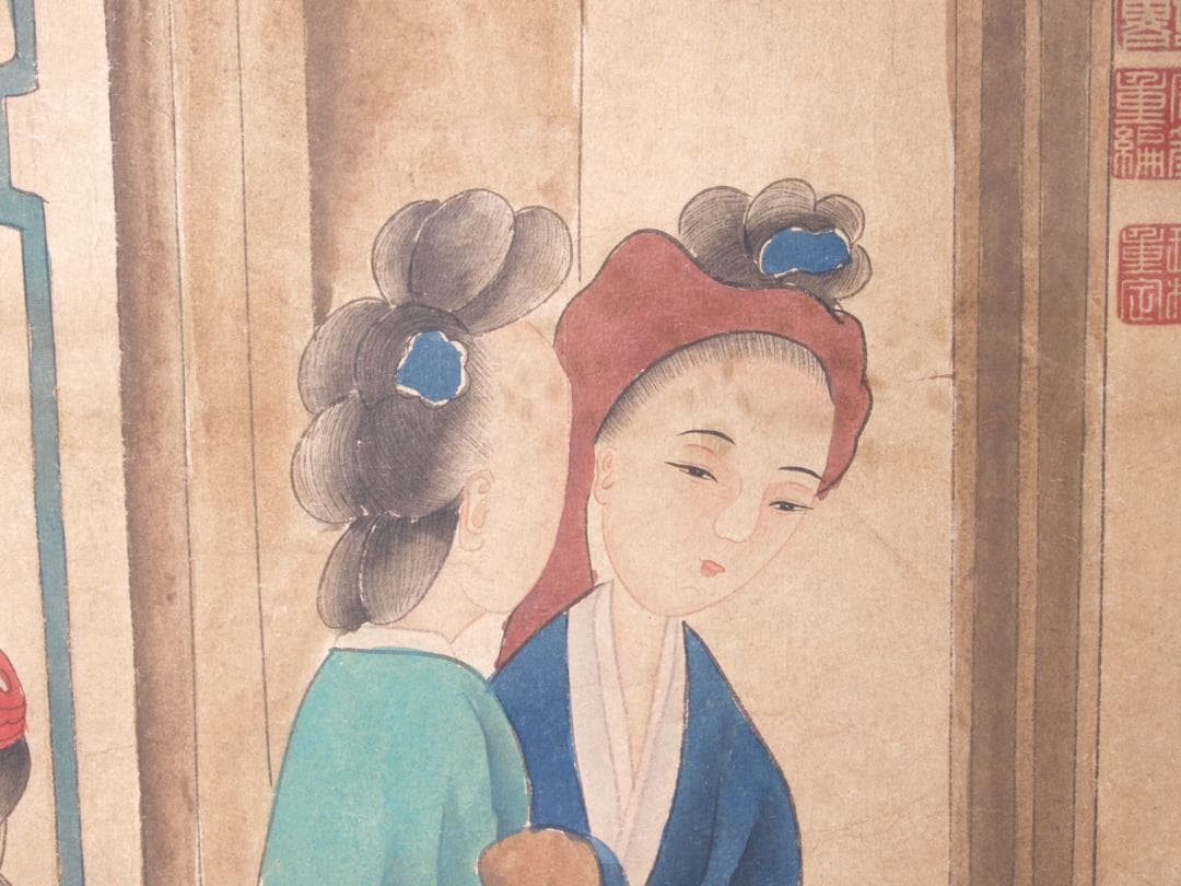 中国清時代掛け軸　肉筆水彩絵唐物骨董品 AK689A12-2