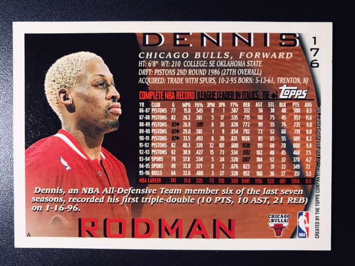 その他 NBA 50topps 1996-97#176dennis rodman+1sc