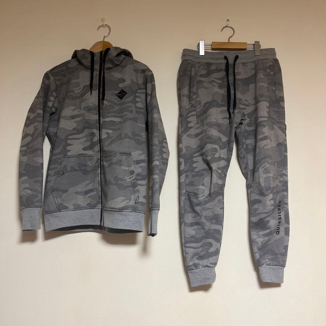QUIKSILVER グレー 迷彩柄 ジャージ上下セット S/P/CH