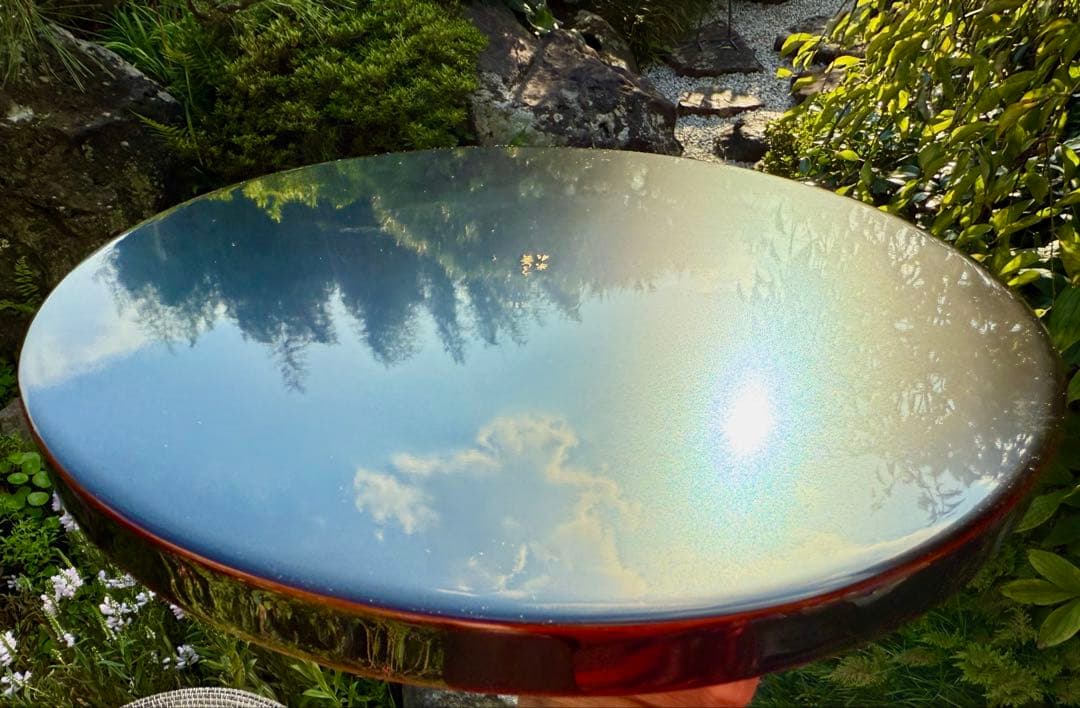 伝統漆器 円形盆 黒赤　うるし工芸　米永