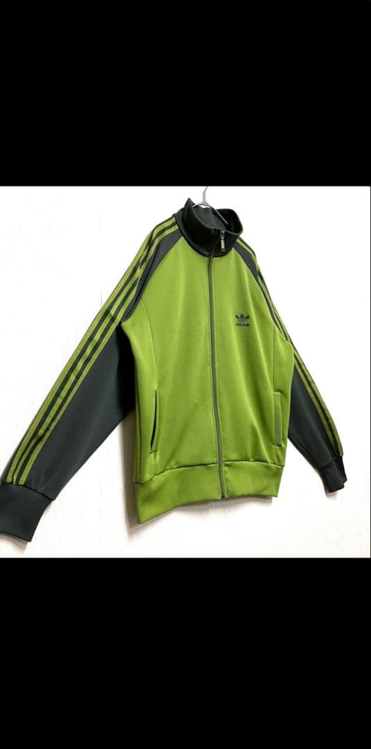 人気カラー adidas トラックジャケット XO グリーン 刺繍ロゴ 古着