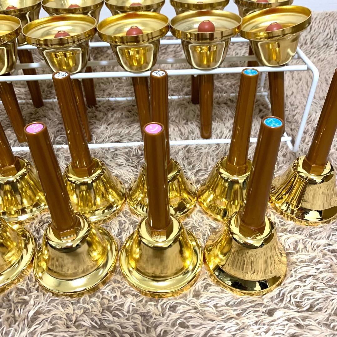 美品 ウチダ ハンドベル ゴールド27音 純正ケース付