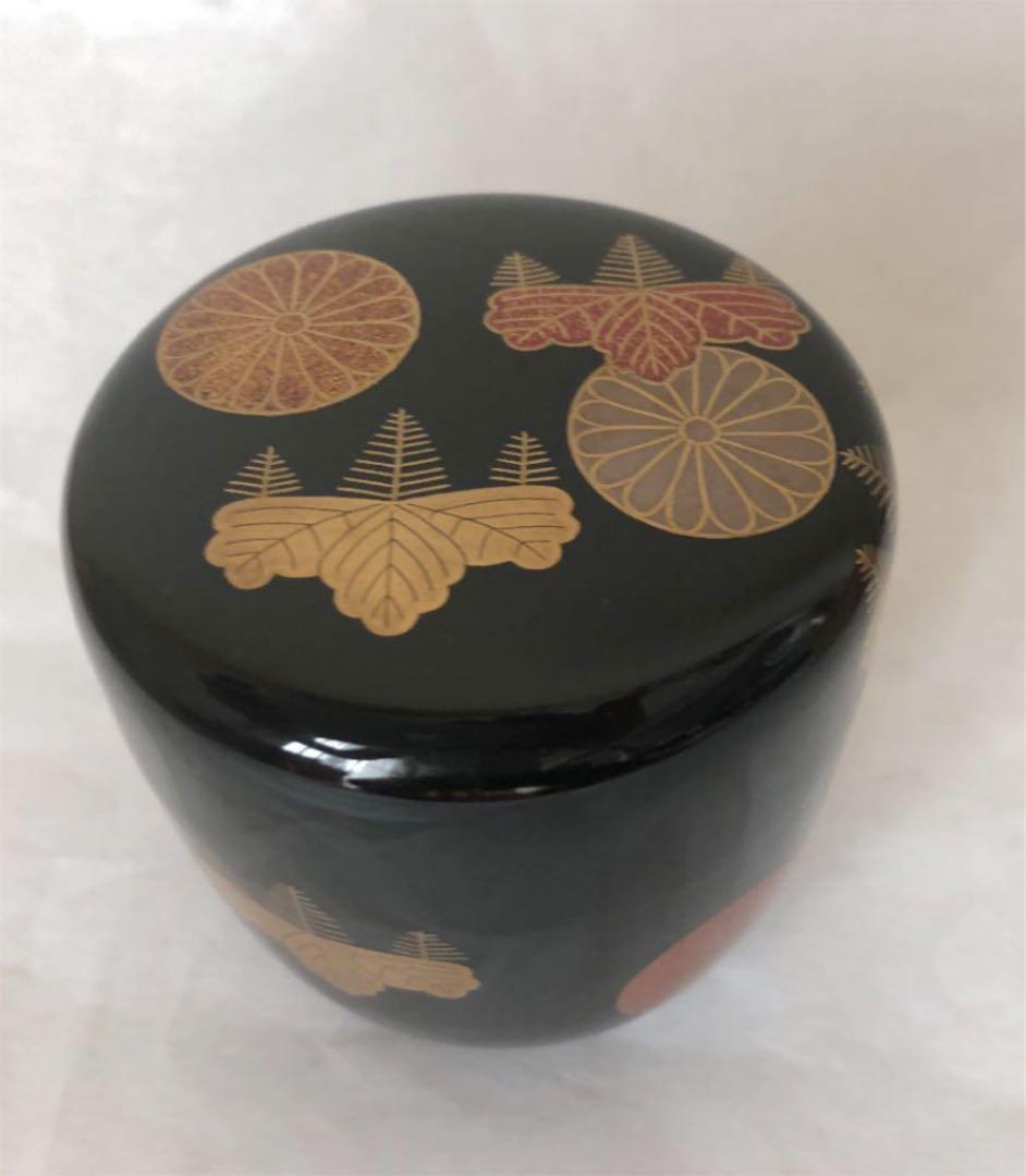 高台寺蒔絵　大棗　裏千家15代鵬雲斎花押あり　在銘　秀斎造　茶道具