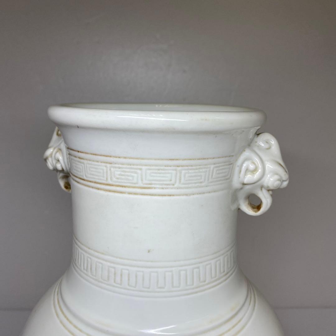 専用中国古玩　白磁花鳥図花瓶　高さ38㎝　東Y7-0210⑤タルサ