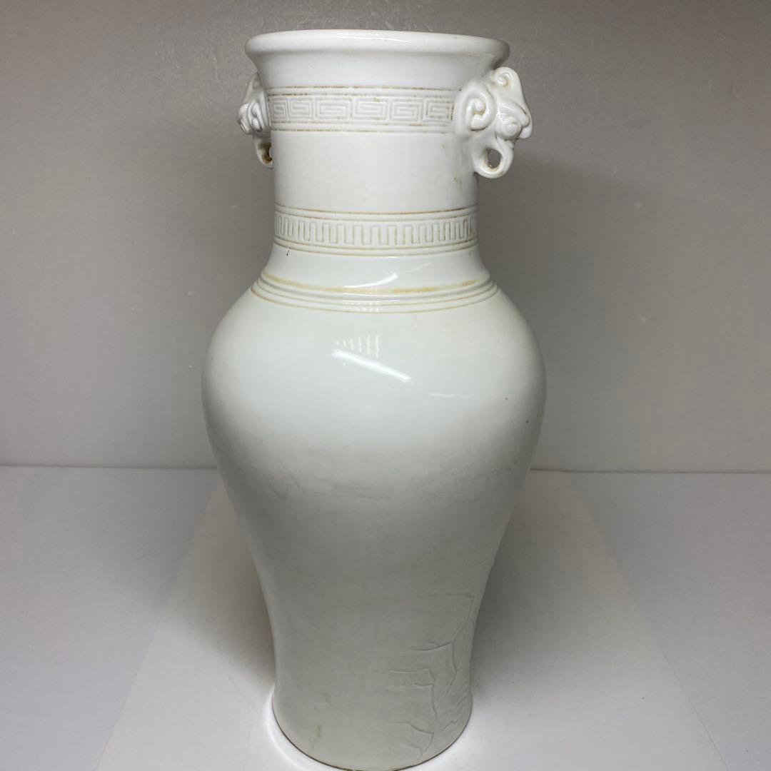 専用中国古玩　白磁花鳥図花瓶　高さ38㎝　東Y7-0210⑤タルサ