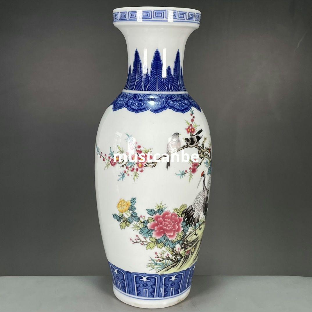 清乾隆花鳥図紋賞瓶 景徳鎮 陶磁器 装飾品 現代工芸品 美術品 置物