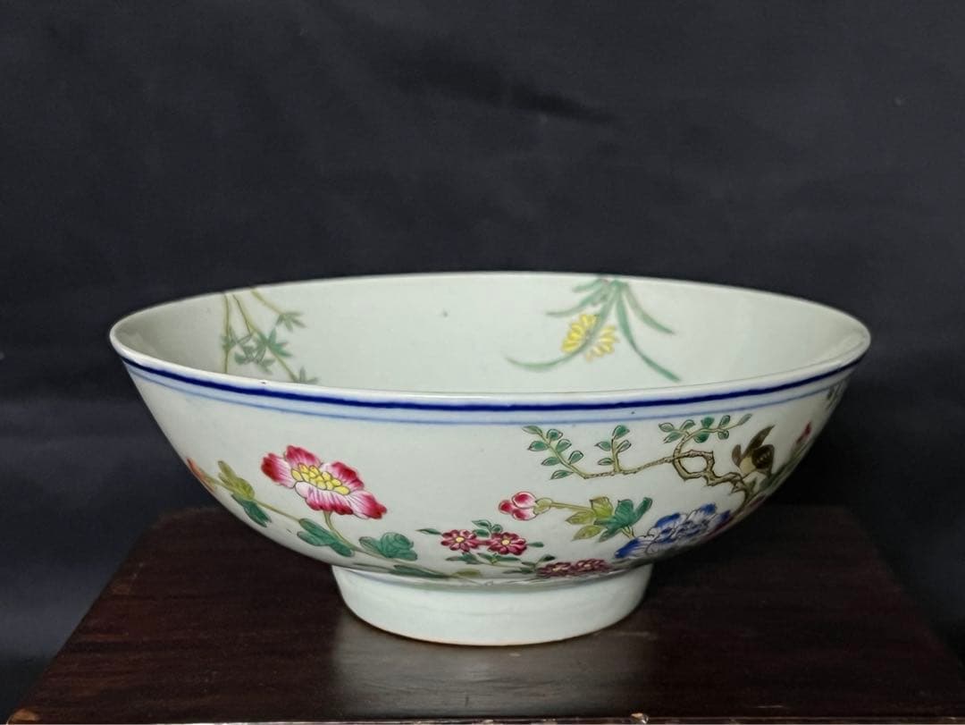 【倉庫整理品】中国古美術　清時代五彩花卉文茶碗【大清光緒年製】在銘/BL:0-7