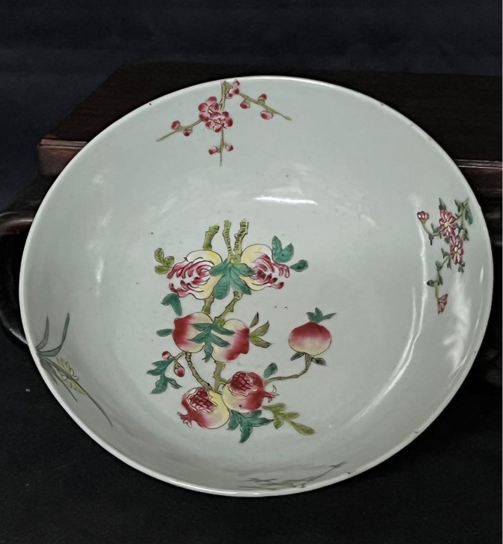 【倉庫整理品】中国古美術　清時代五彩花卉文茶碗【大清光緒年製】在銘/BL:0-7