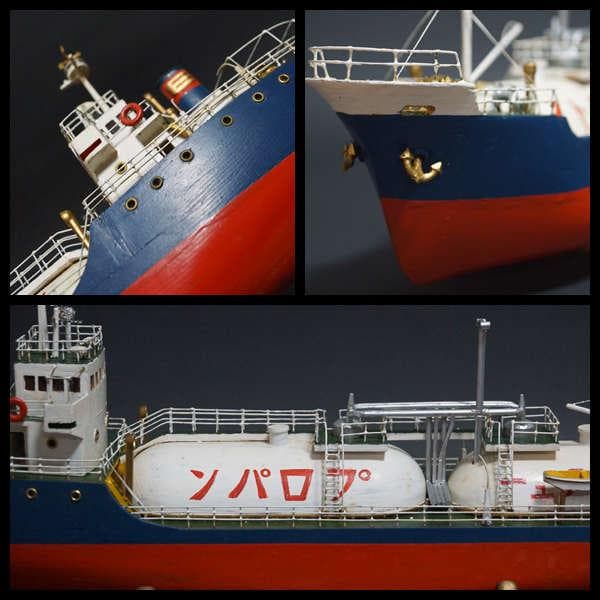 木製漆塗り 伊藤忠プロパン(イトチュー)LPG液化石油ガスタンカー模型プロパン船