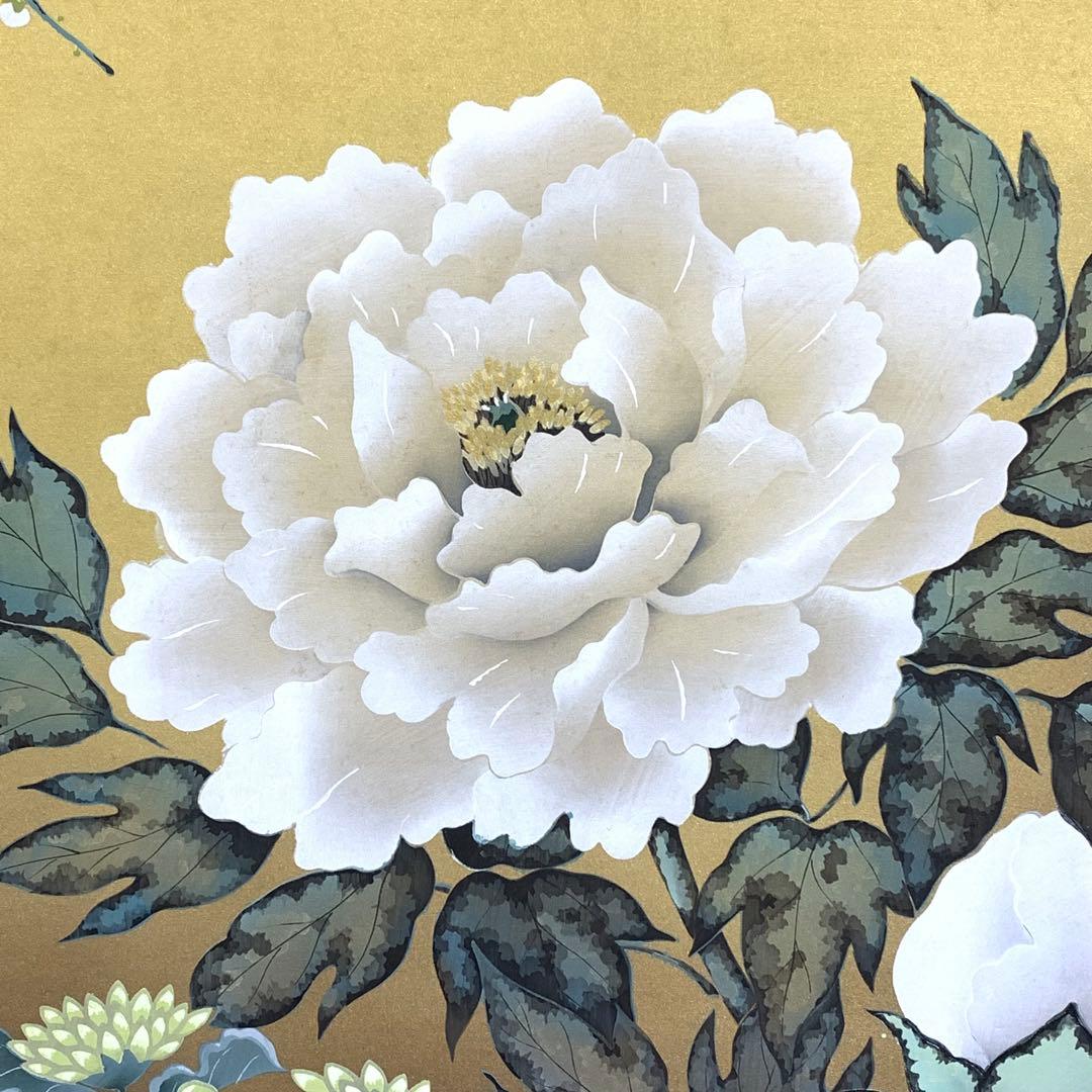 掛軸 山田邦人 四季草花 共箱 紅白梅 B-5