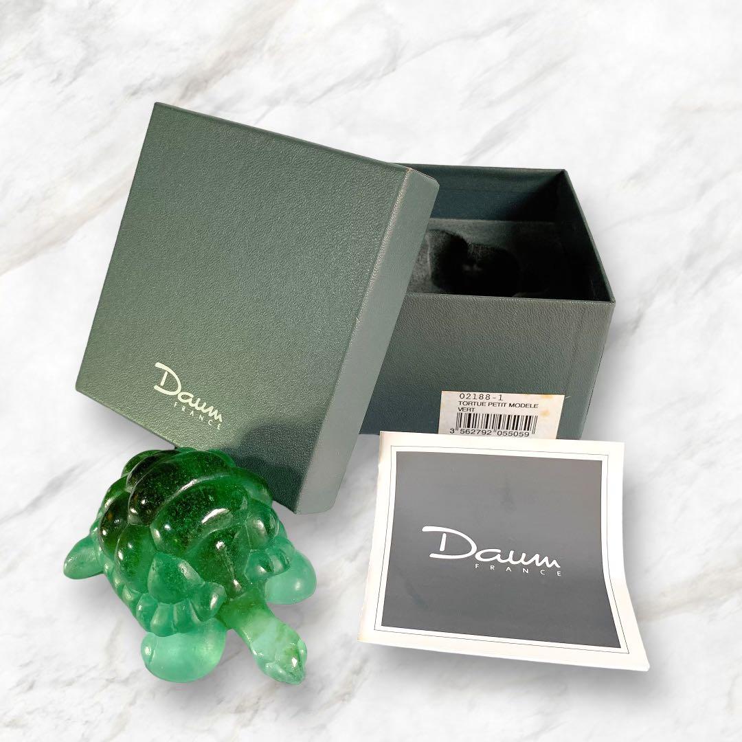 ドームフランス　置物　緑　亀　カメ　　クリスタル　水晶　ナンシー　daum