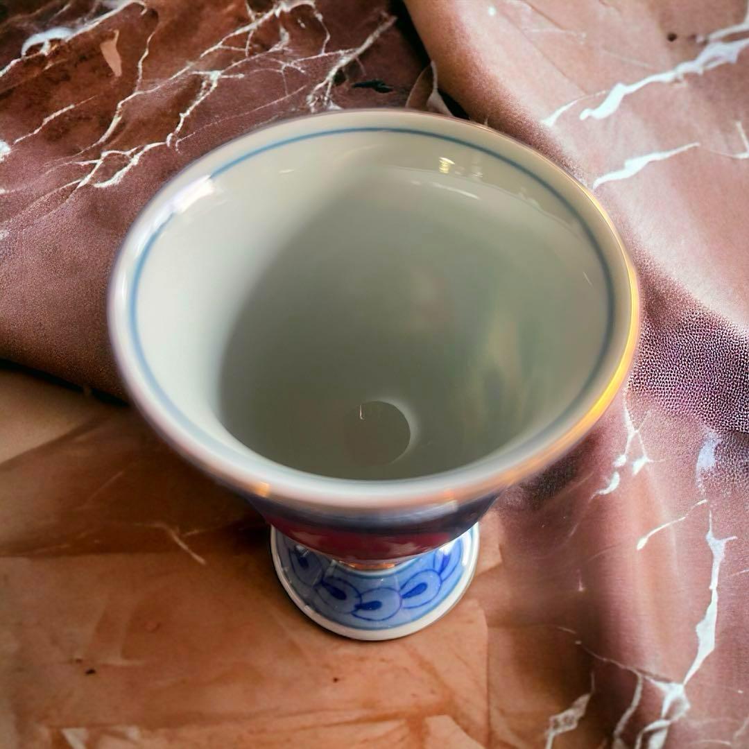 【美品】アンティーク 骨董 古伊万里 猪口 色絵付け／3客 カラフル 花