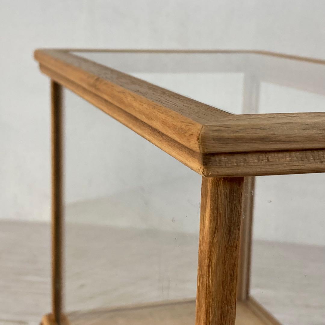 古い木製 小振り ガラスケース 卓上ショーケース 小物入れ 扉なし