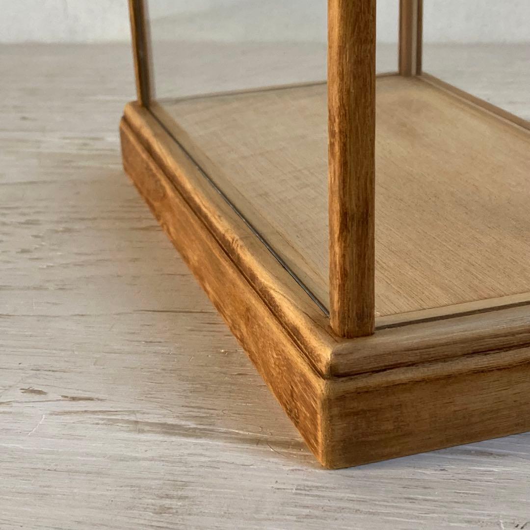 古い木製 小振り ガラスケース 卓上ショーケース 小物入れ 扉なし