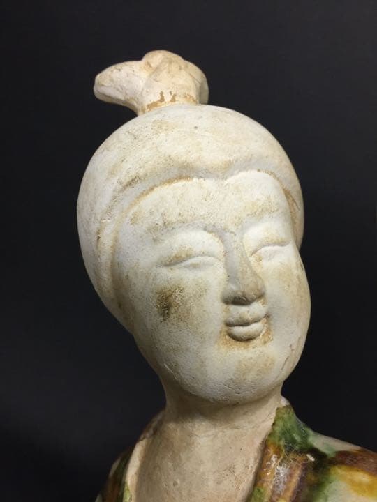 唐物 唐三彩女子俑  岩倉家旧蔵  共箱箱書きあり