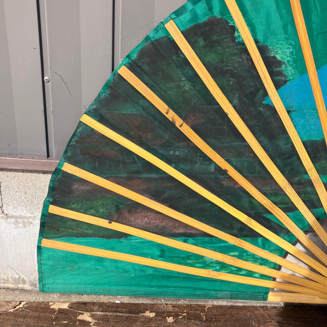 扇 飾り扇子 巨大扇子 壁掛け インテリア 飾り扇 風景画 レトロ 絵画