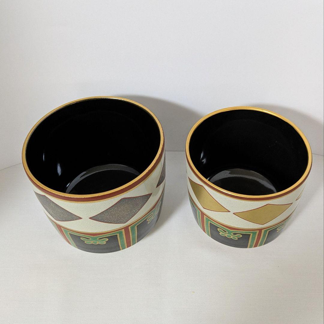 重茶碗　仁清写　蔵珍窯　金銀一双 金菱　銀菱　共箱